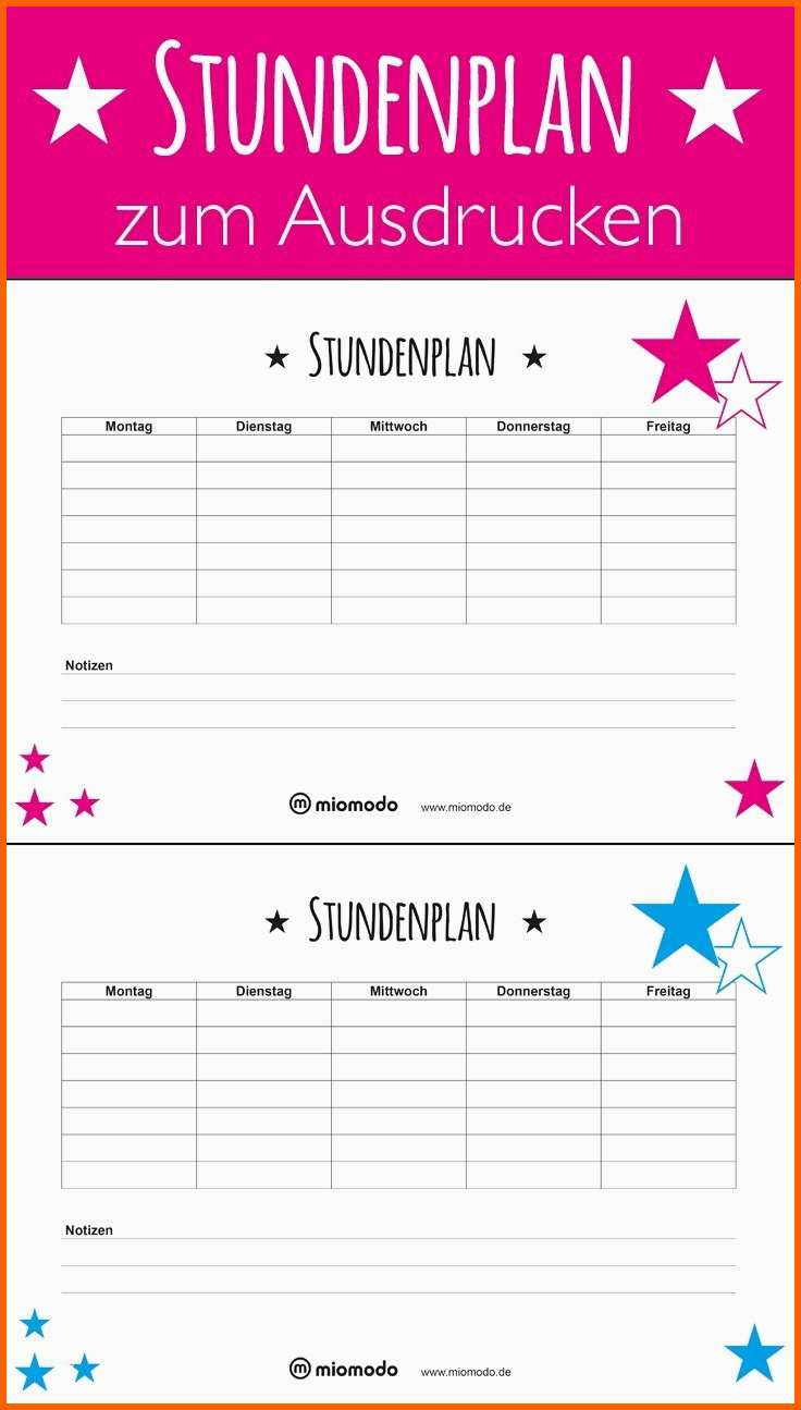 Ideal Stundenplan Zum Ausdrucken Kostenlose Vorlage Miomodo Blog
