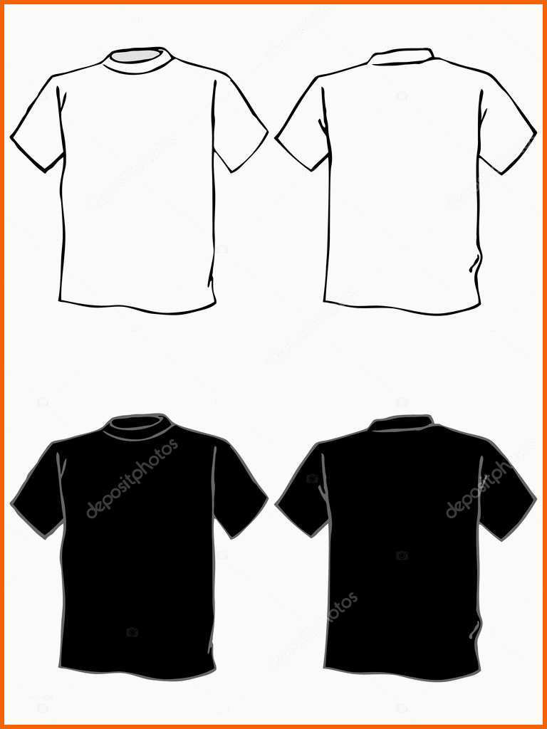 Ideal T Shirt Vorlage In Schwarz Und Weiß — Stockvektor