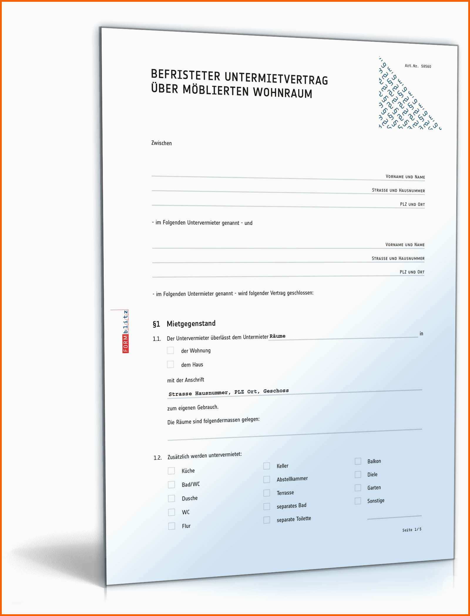 Ideal Untermietvertrag Vorlage Pdf Untermietvertrag Muster Und