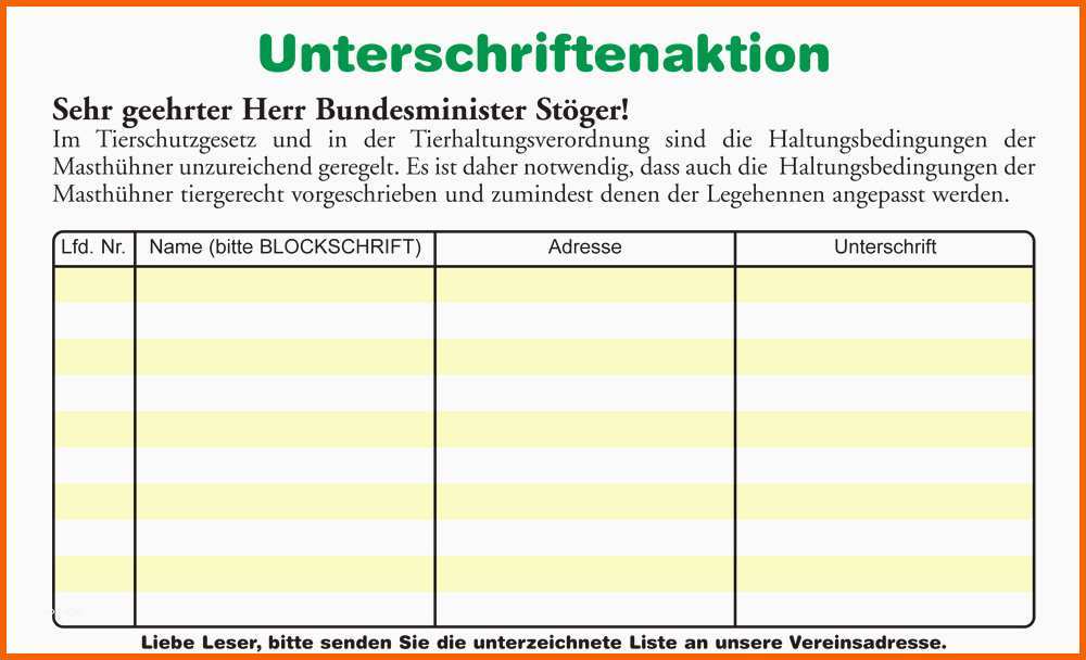 Ideal Unterschriften Sammeln Vorlage – Vorlagens Download
