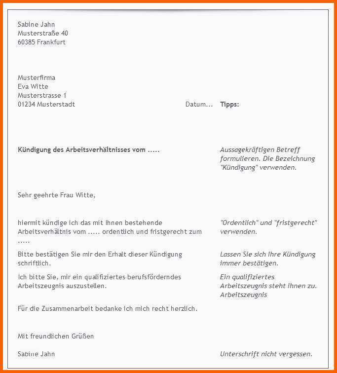 Ideal Vorlage Kündigung Arbeitnehmer Inspirierende Kündigung