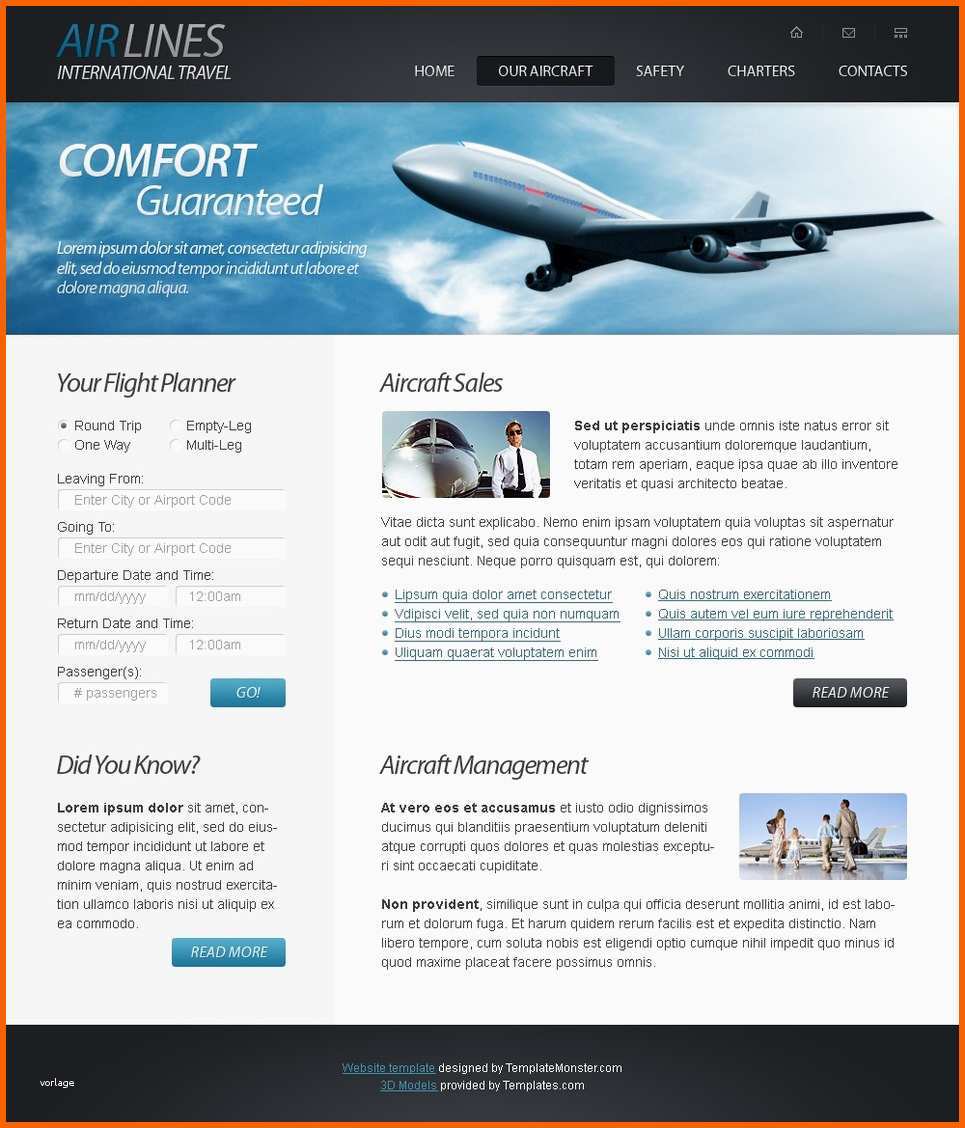 Ideal Website Vorlage Für Web Flugtickets