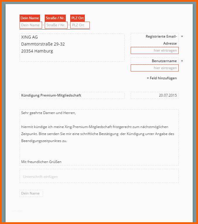 Ideal Xing Kündigung Vorlage Download Chip