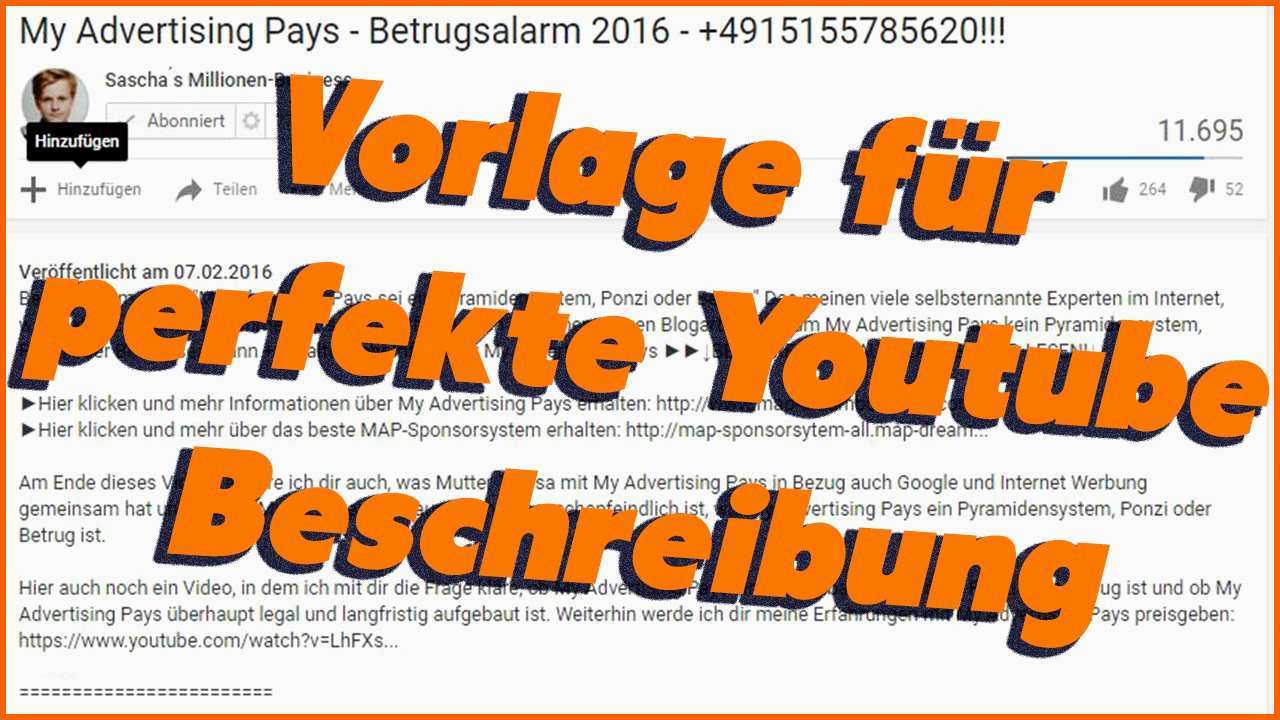 Ideal Youtube Beschreibung Vorlage Perfektes Template Für
