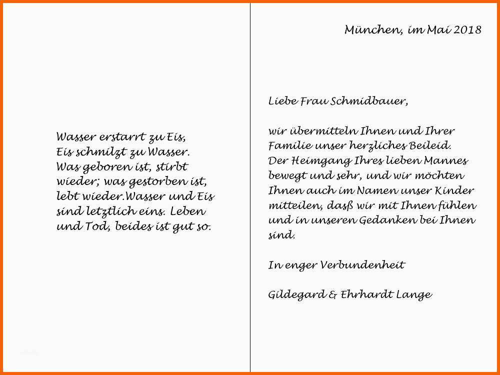 Kreativ 18 Trauerkarte Schreiben Vorlage