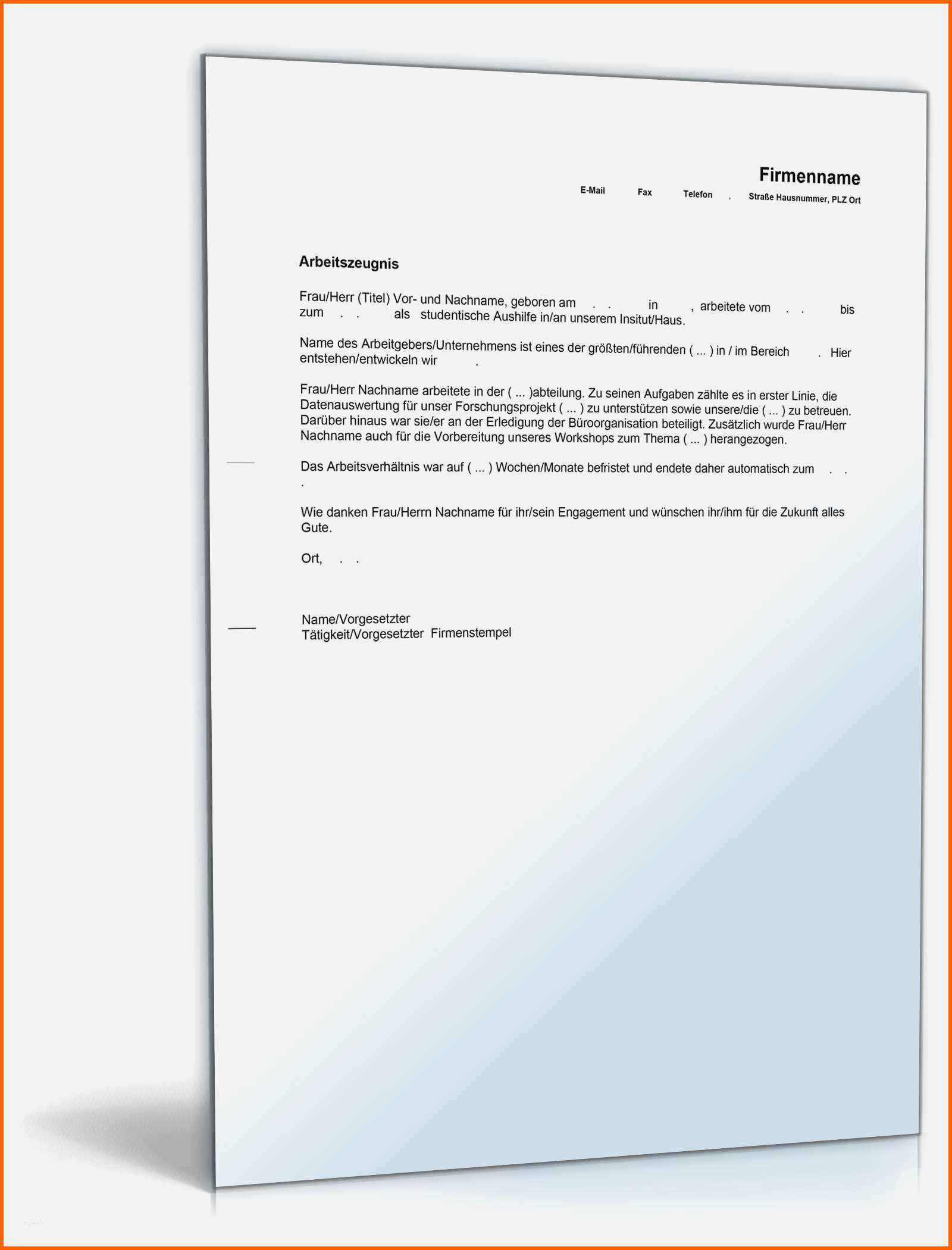 Kreativ 20 Einfaches Arbeitszeugnis Vorlage Kostenlos
