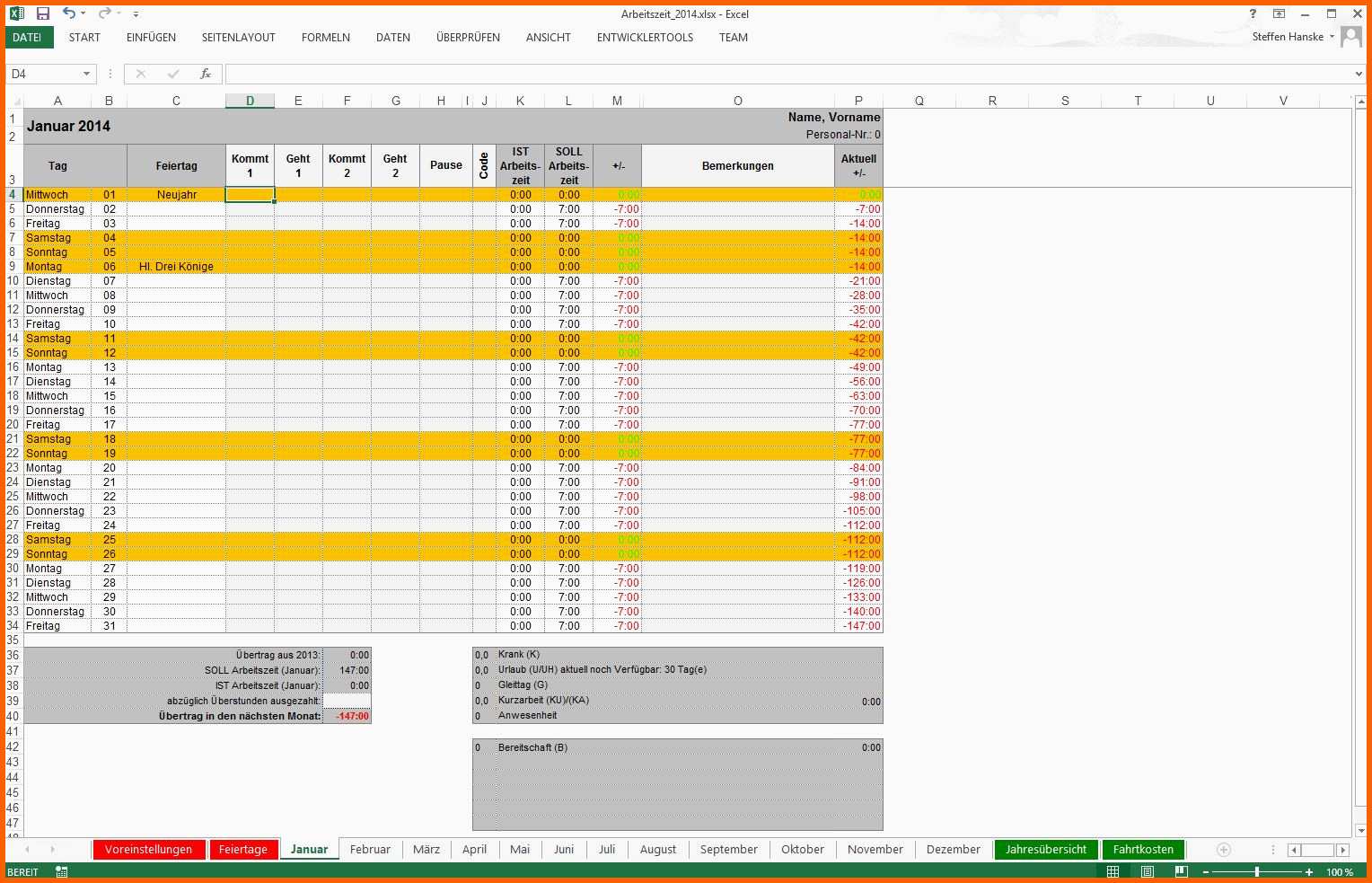Kreativ Arbeitszeit Openoffice Vorlage – Kostenlos Vorlagen