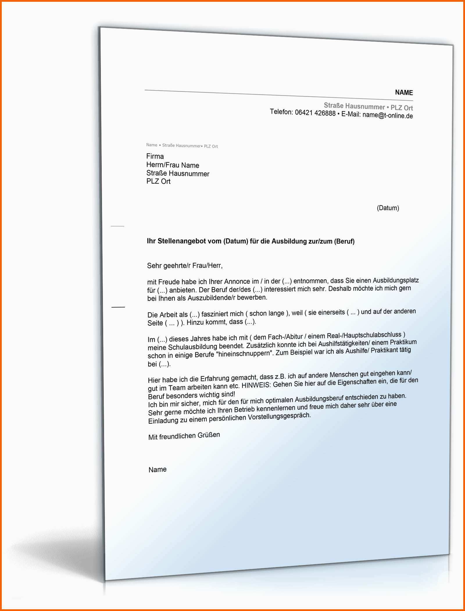 Kreativ Bewerbung Ausbildungsplatz