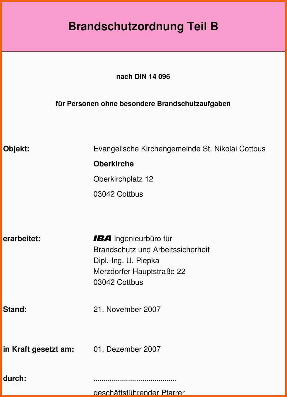 Kreativ Brandschutzordnung Teil B Pdf – Wordde
