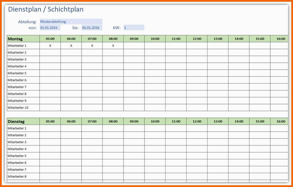 Kreativ Dienstplan Excel Vorlage Papacfo