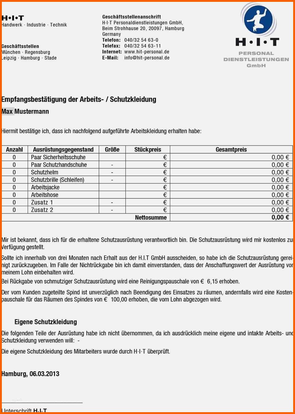 Kreativ Empfangsbestätigung Muster Vorlage Schönste