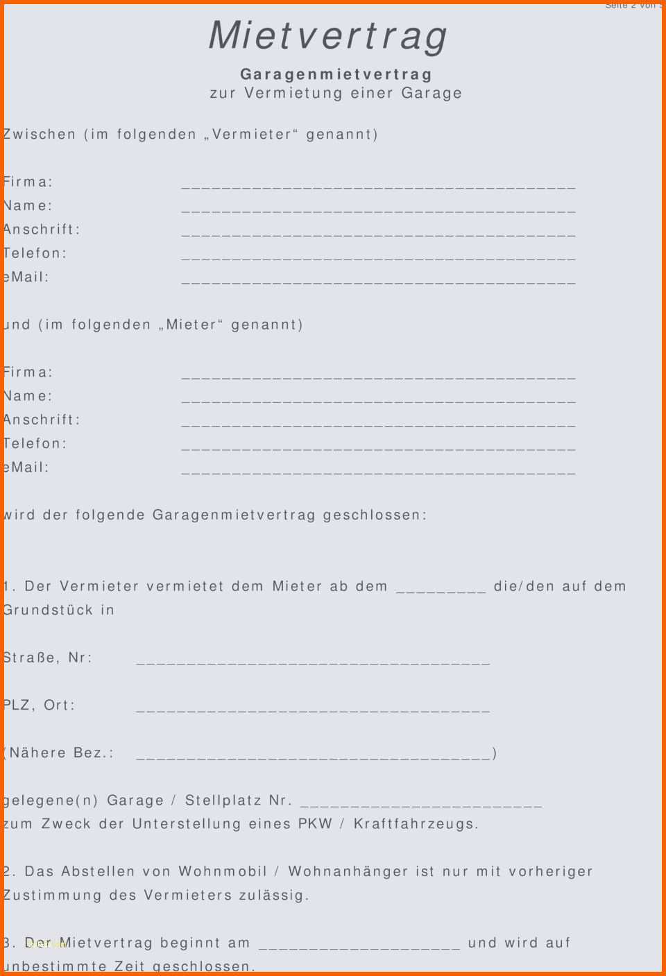 Kreativ Garagenmietvertrag Muster