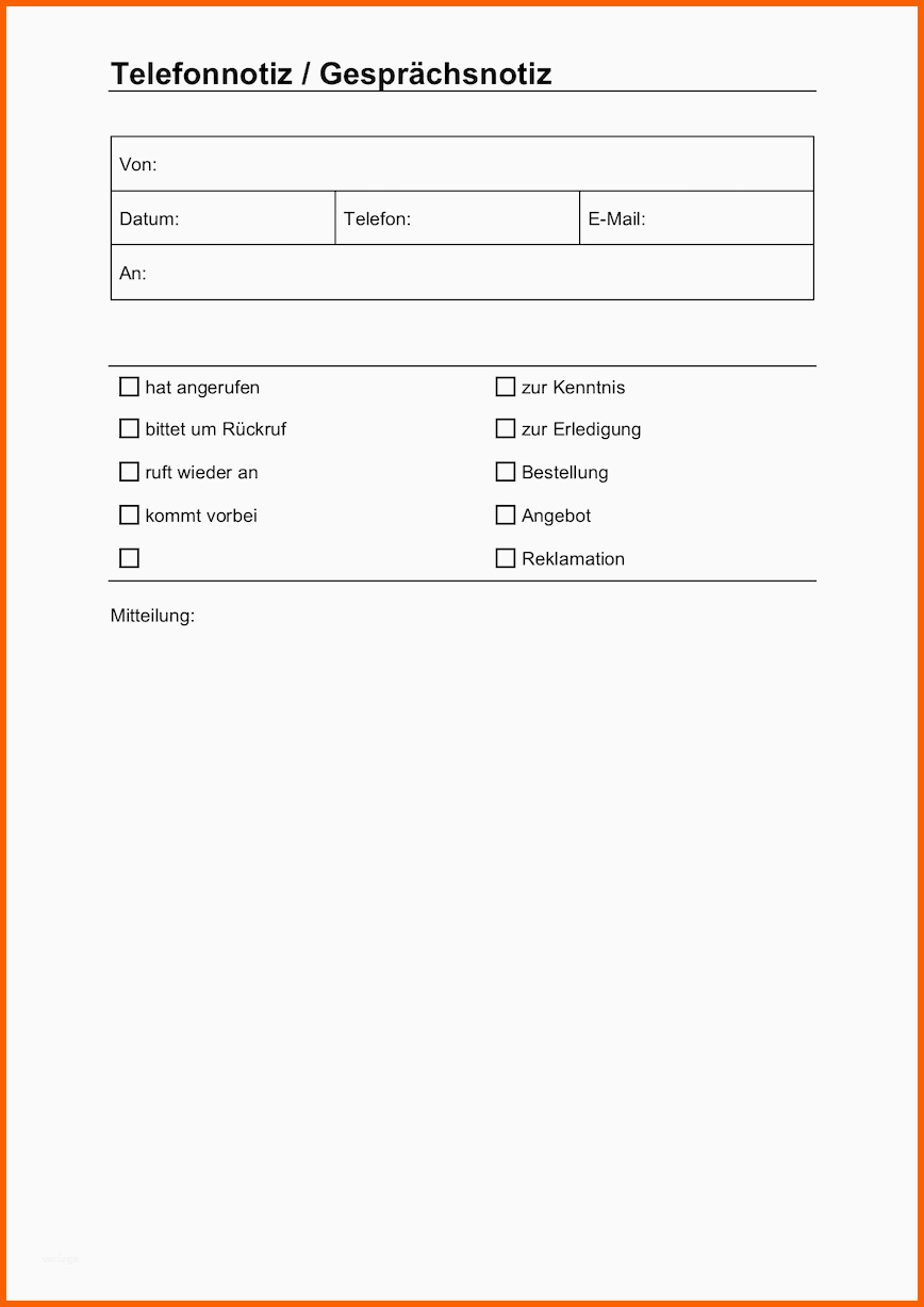 Kreativ Gesprächsnotiz Vorlage Word format