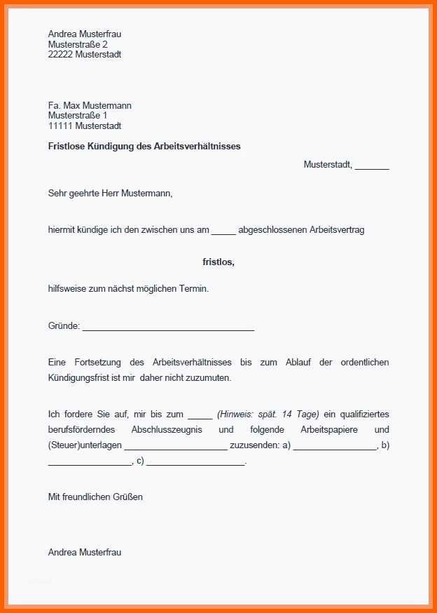 Kreativ Inspirierende Kündigung Minijob Vorlage Pdf