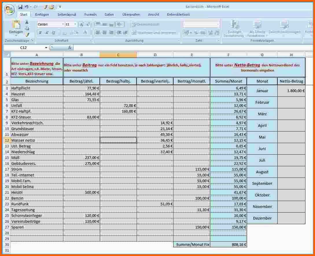 kassenbuch mit excel