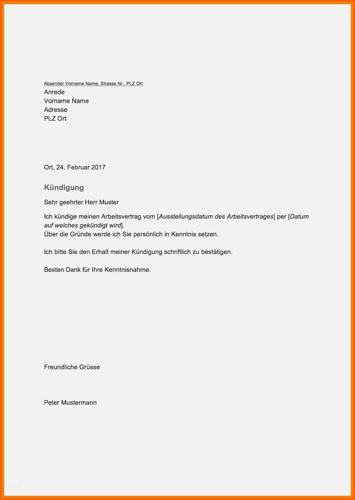 Kreativ Kündigung Ausbildung Vorlage Angenehm 9 Arbeit ündigung