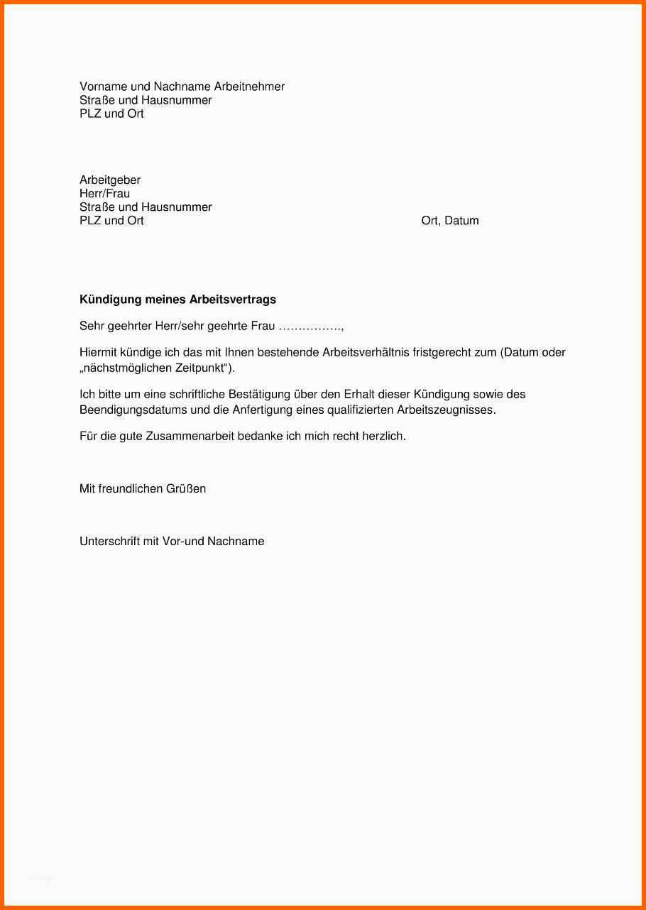 Kreativ Kündigungsschreiben Arbeitgeber Vorlage Kostenlos Großen 7