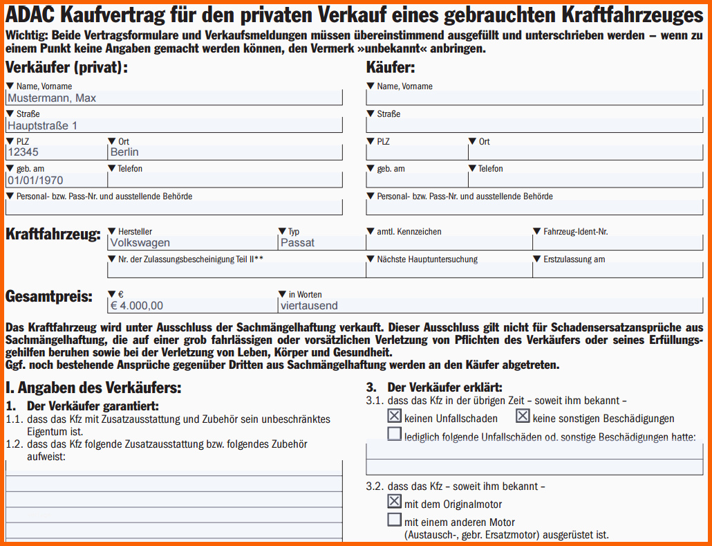 Kreativ Motorrad Kaufvertrag Adac Kaufvertrag Keywords