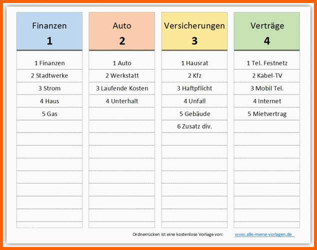 Kreativ ordnerrücken Vorlage Download