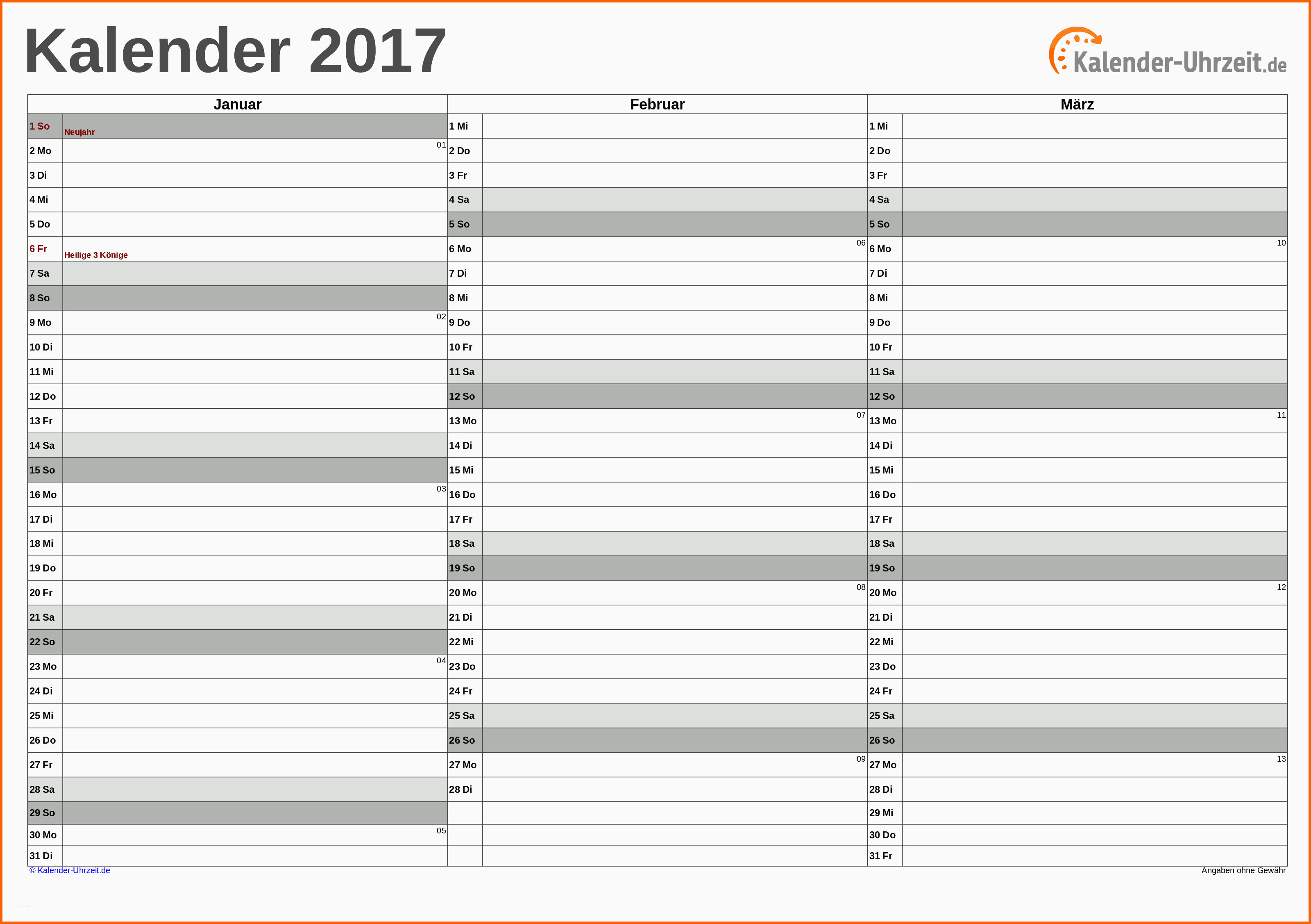 Kreativ Quartalskalender 2017 Zum Ausdrucken Pdf Vorlage 3