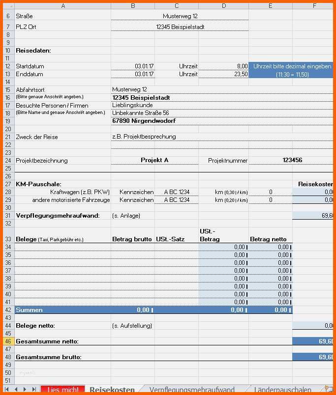 Kreativ Reisekostenabrechnung Vorlage Finanzamt Angenehm