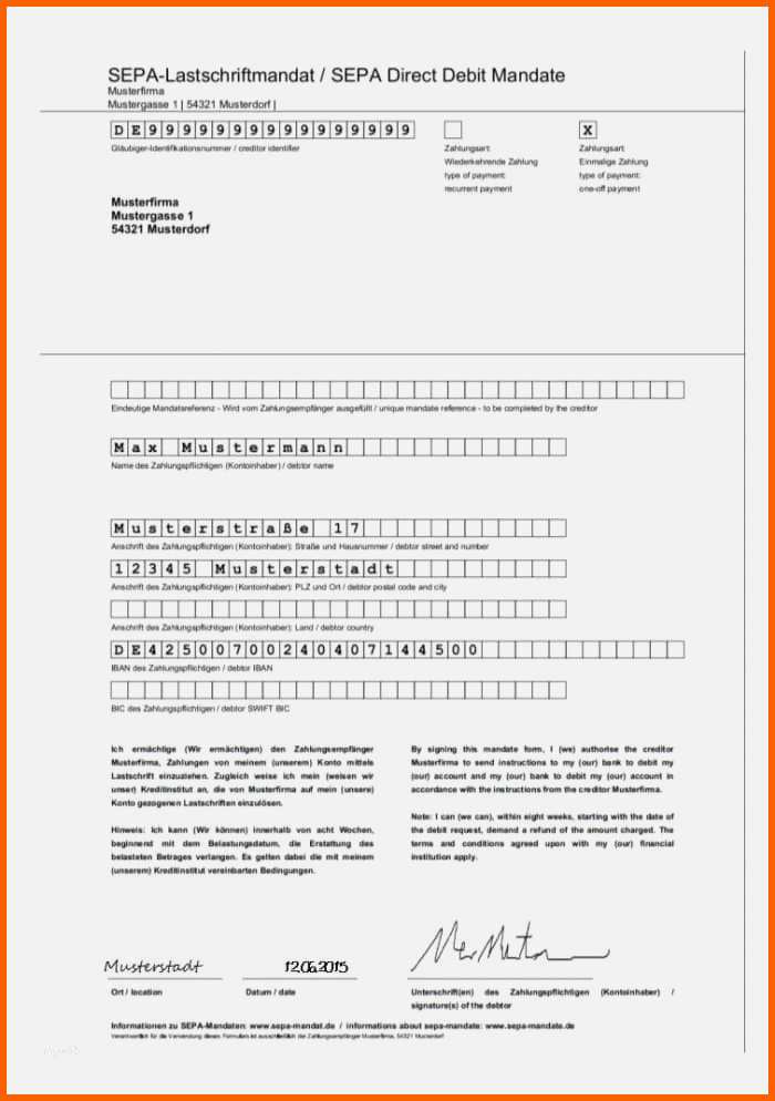 Kreativ Sepa Lastschriftmandat Vorlage Schön Das Sepa Mandat