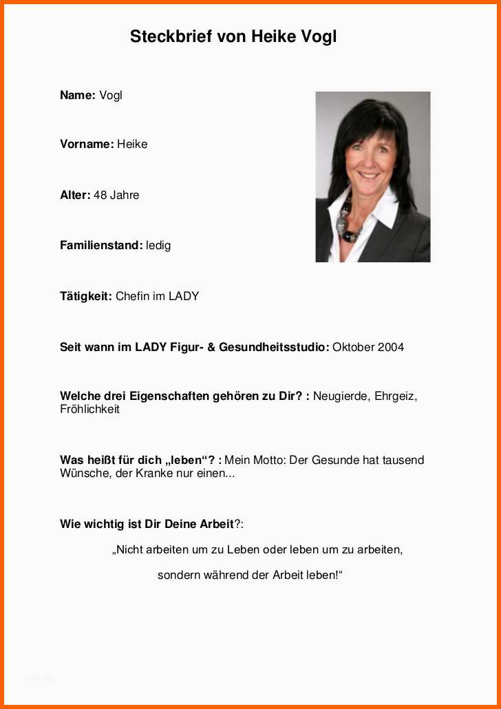 Kreativ Steckbrief - Kostenlos Vorlagen