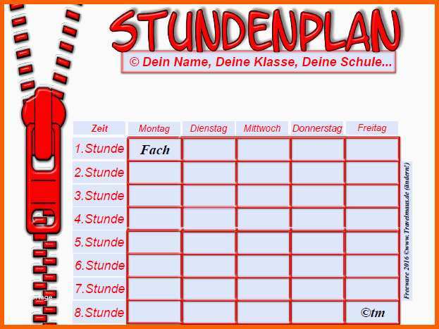 Kreativ Stundenplan Vorlage Für Schule Pdf 2017 2018