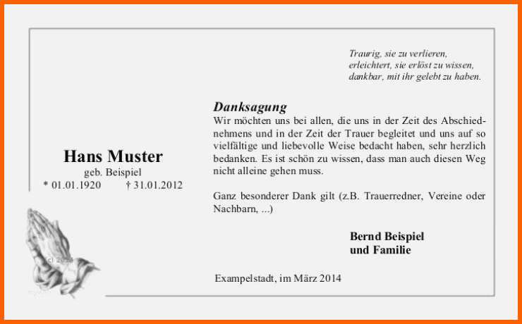 Kreativ Trauerkarten Danksagung Vorlagen Beste Danksagungskarte