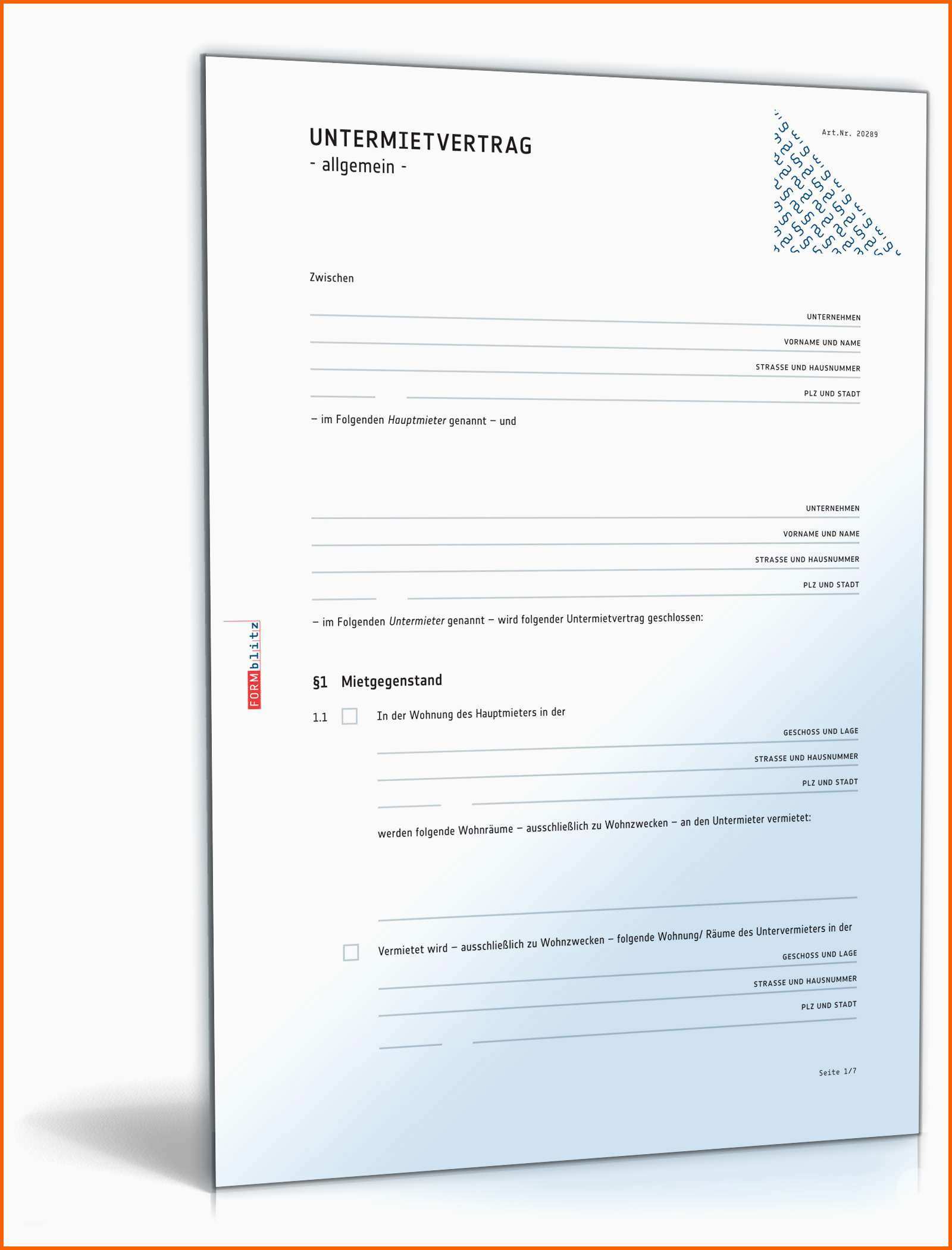 Kreativ Untermietvertrag Muster Vorlage Zum Download