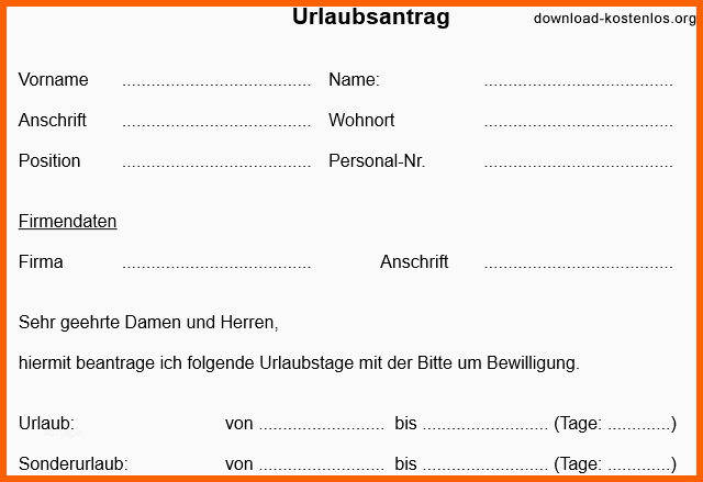 Kreativ Urlaubsantrag Zum Ausdrucken Pdf Muster Vorlage