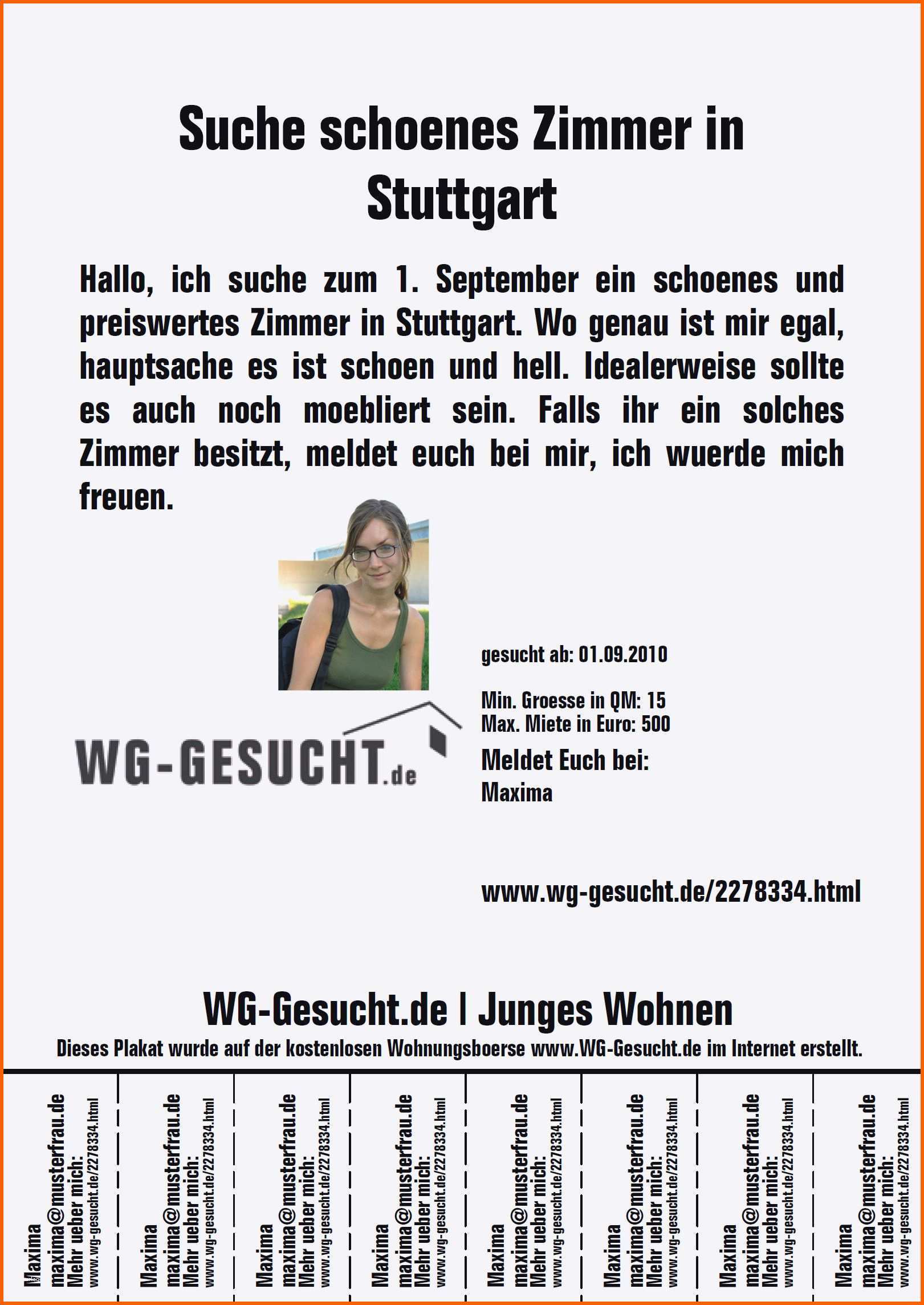 Kreativ Vorlage Wohnungssuche Aushang