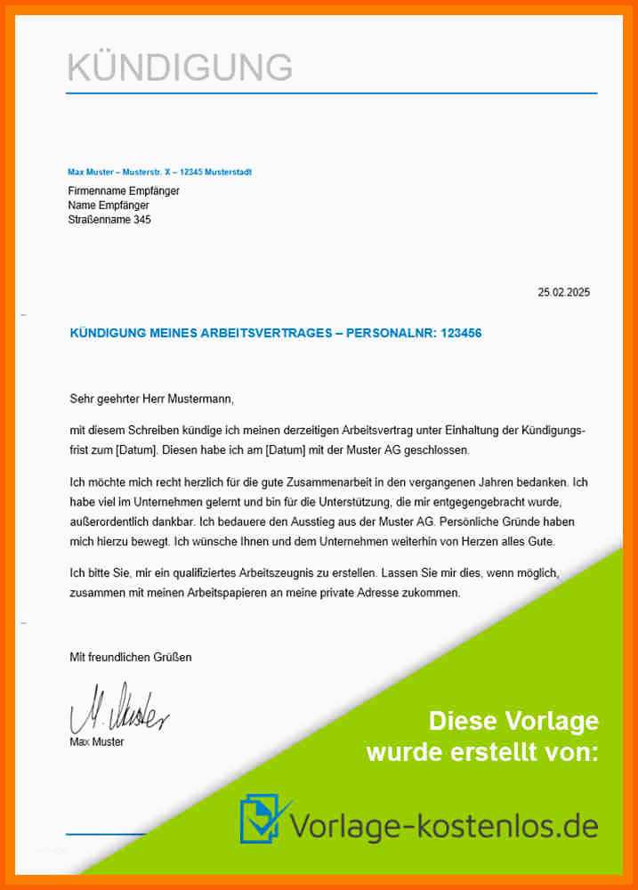 Limitierte Auflage 15 Vorlage Kündigung Arbeitsvertrag Arbeitnehmer