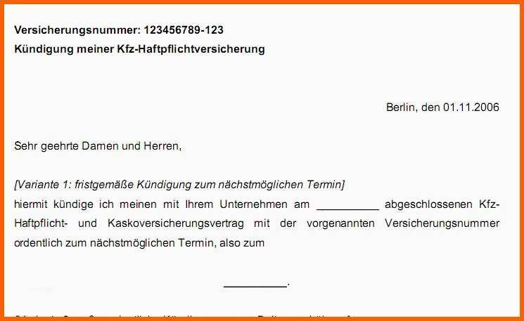 Limitierte Auflage 26 Süß Kündigungsschreiben Versicherung Vorlage Galerie