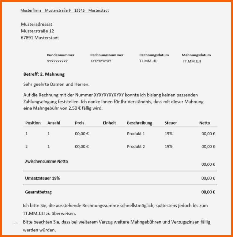 Limitierte Auflage 7 1 Mahnung Muster