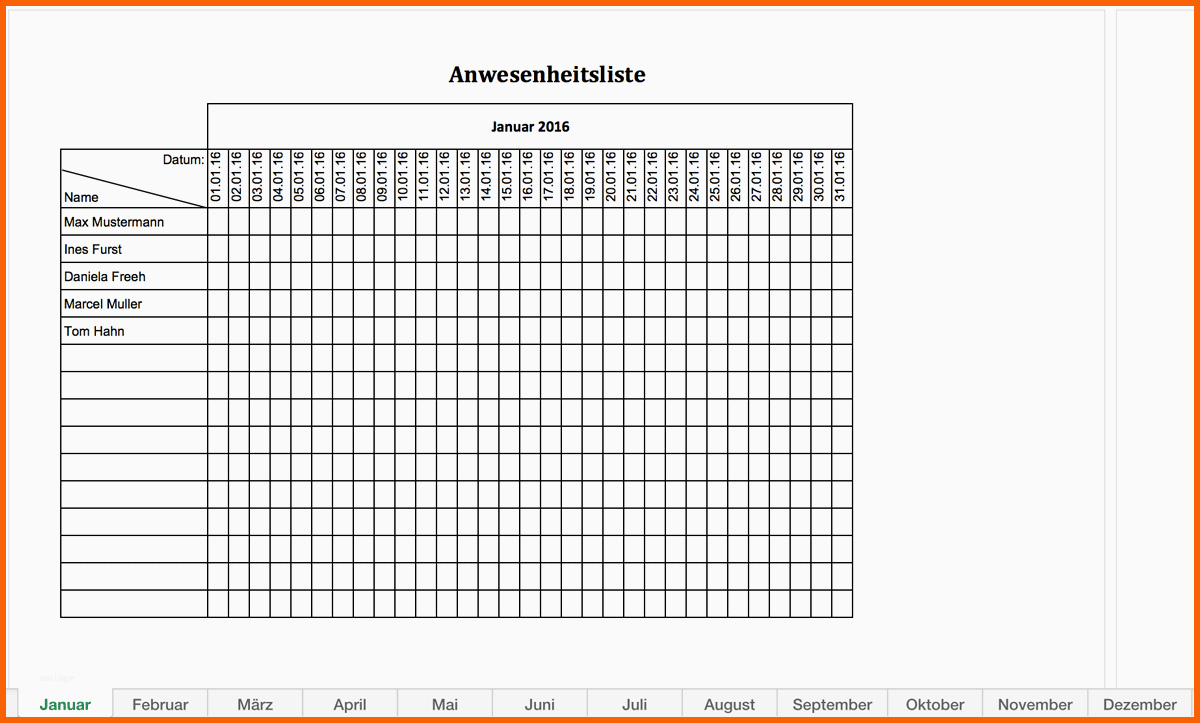 Limitierte Auflage Anwesenheitsliste 2016