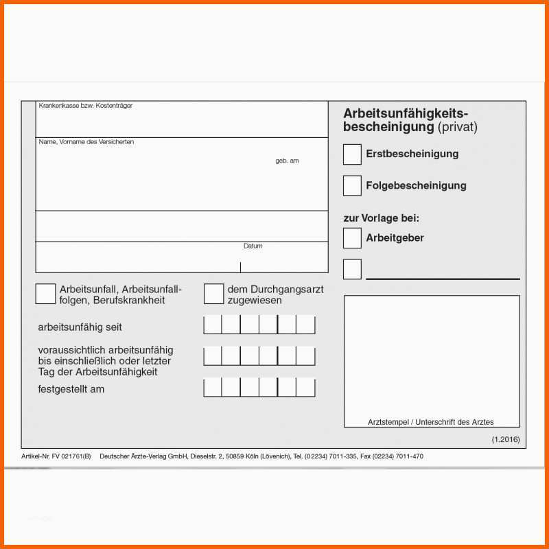 Limitierte Auflage Arbeitsunfähigkeitsbescheinigung Privat Deutscher - Kostenlos Vorlagen