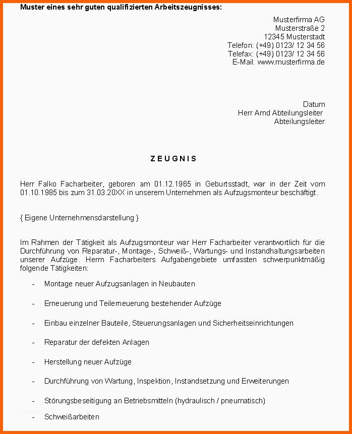 Limitierte Auflage Aufzugsmonteur Zeugnis Ag sofort Download