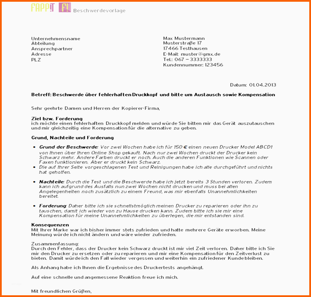 Limitierte Auflage Beschwerdebrief Bank Muster Frompo