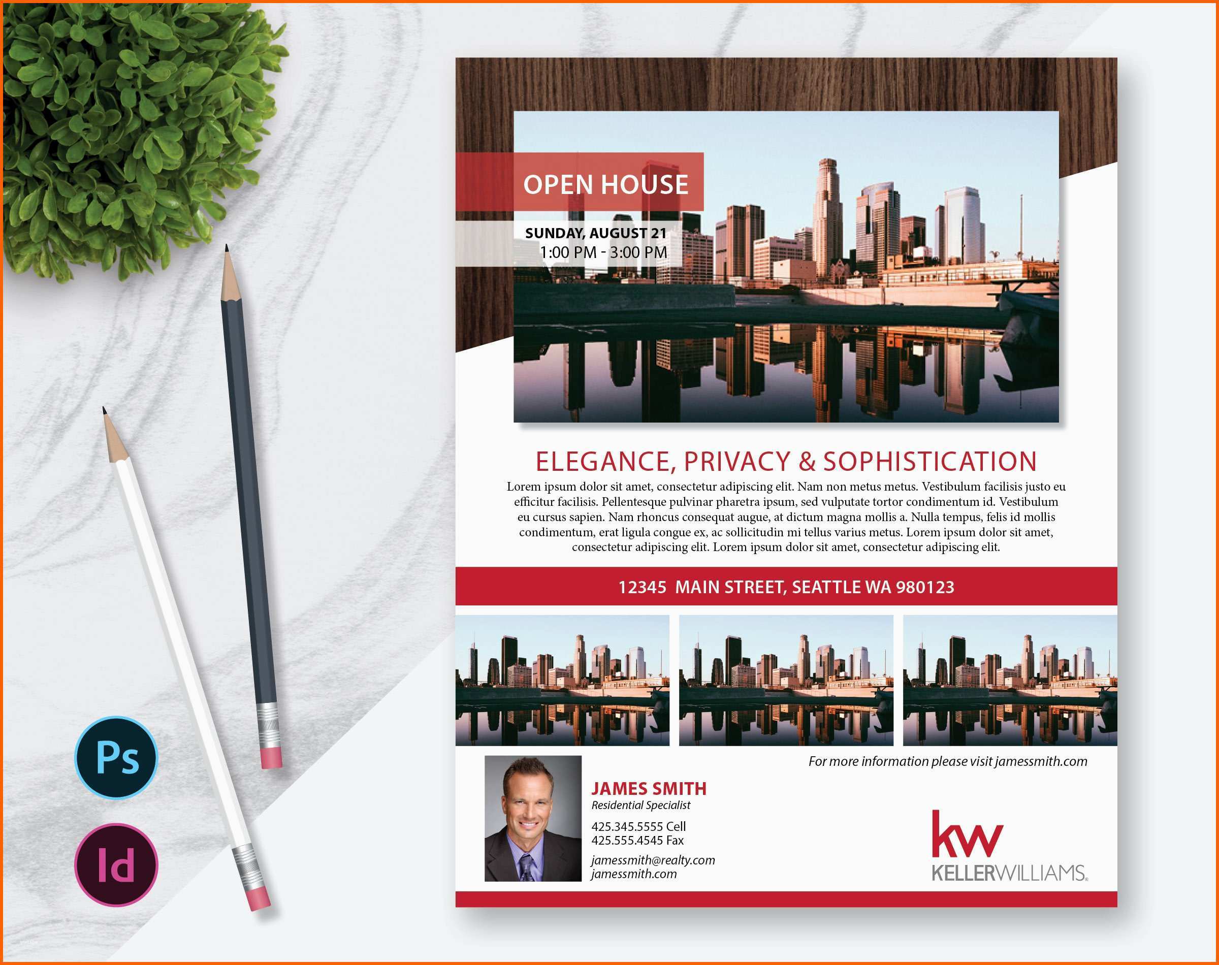 Limitierte Auflage Immobilien Flyer Vorlage 4 Fotos Einseitig Indesign