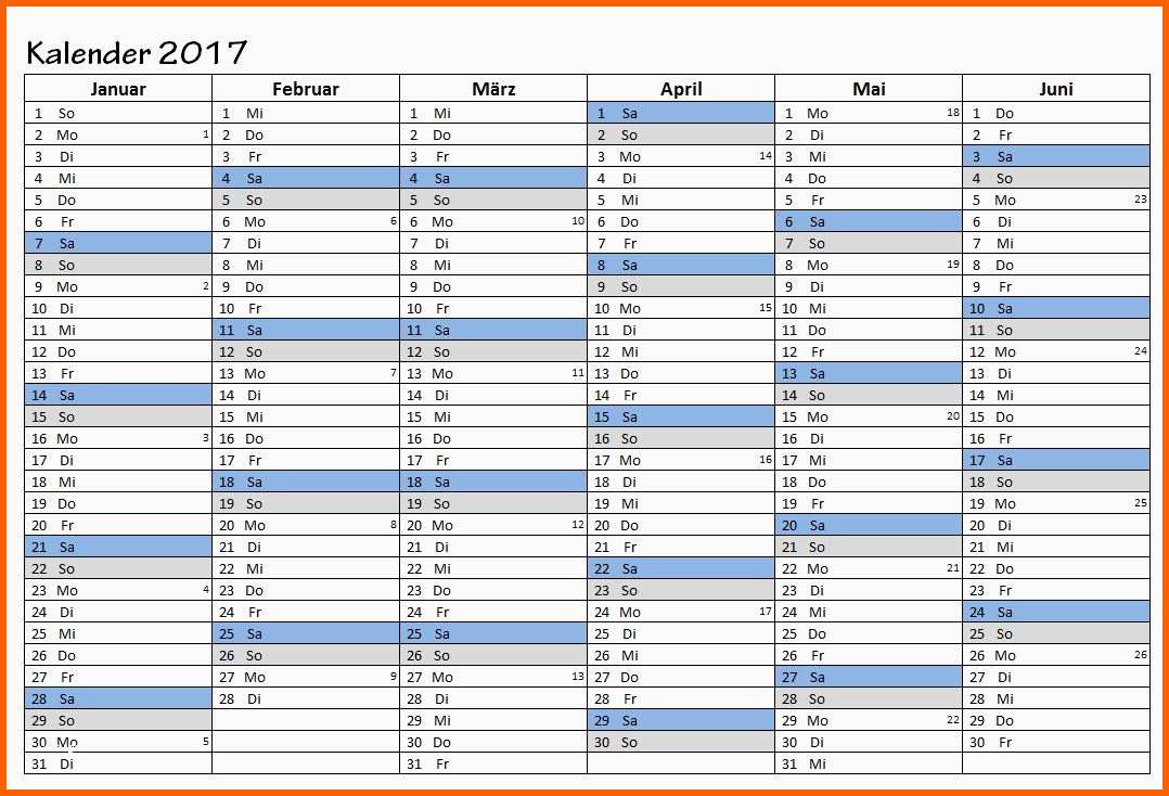 Limitierte Auflage Kalender 2017 Vorlage Zum Ausdrucken Mit Kw Und Feiertagen