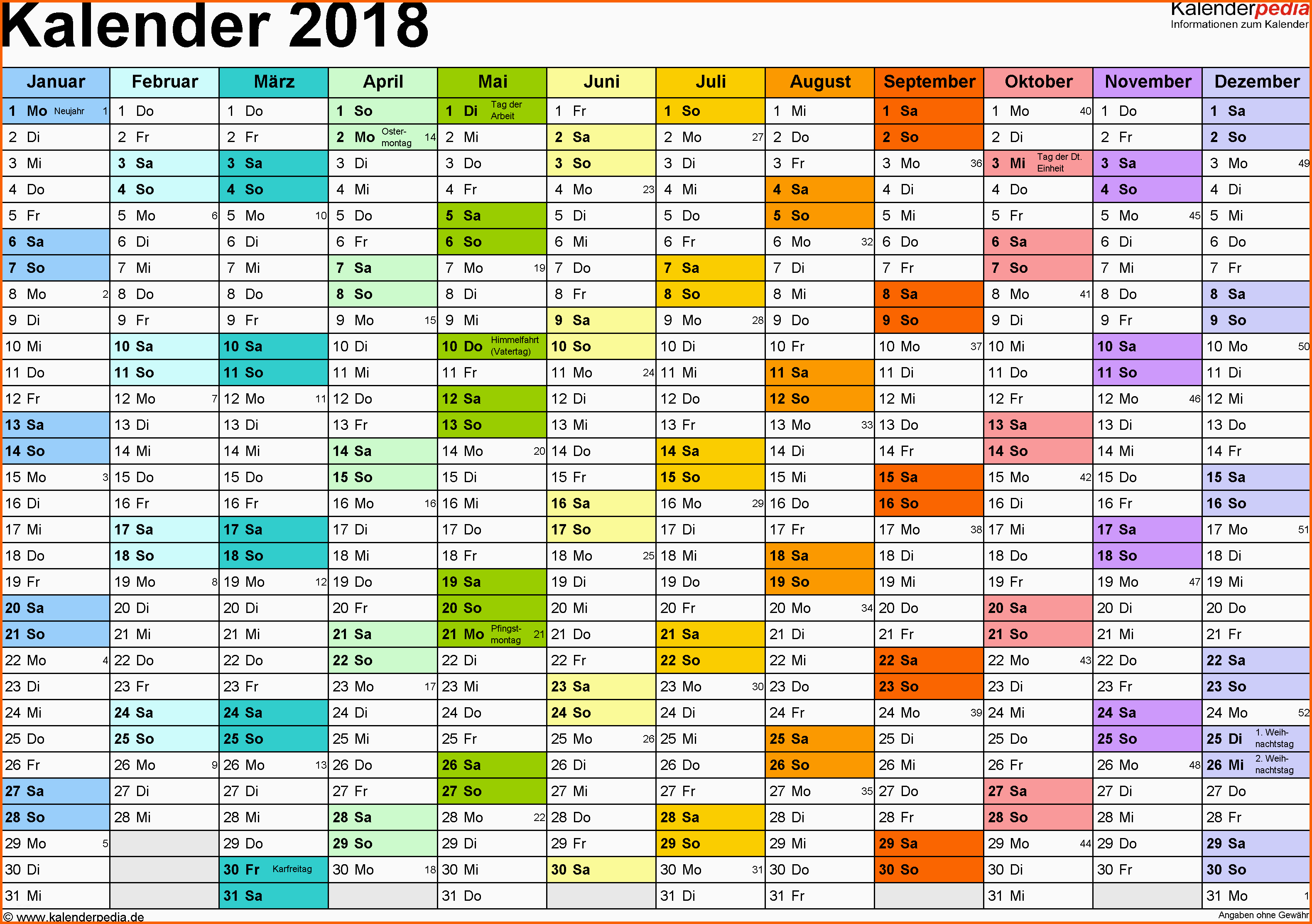 Limitierte Auflage Kalender 2018 Zum Ausdrucken In Excel 16 Vorlagen