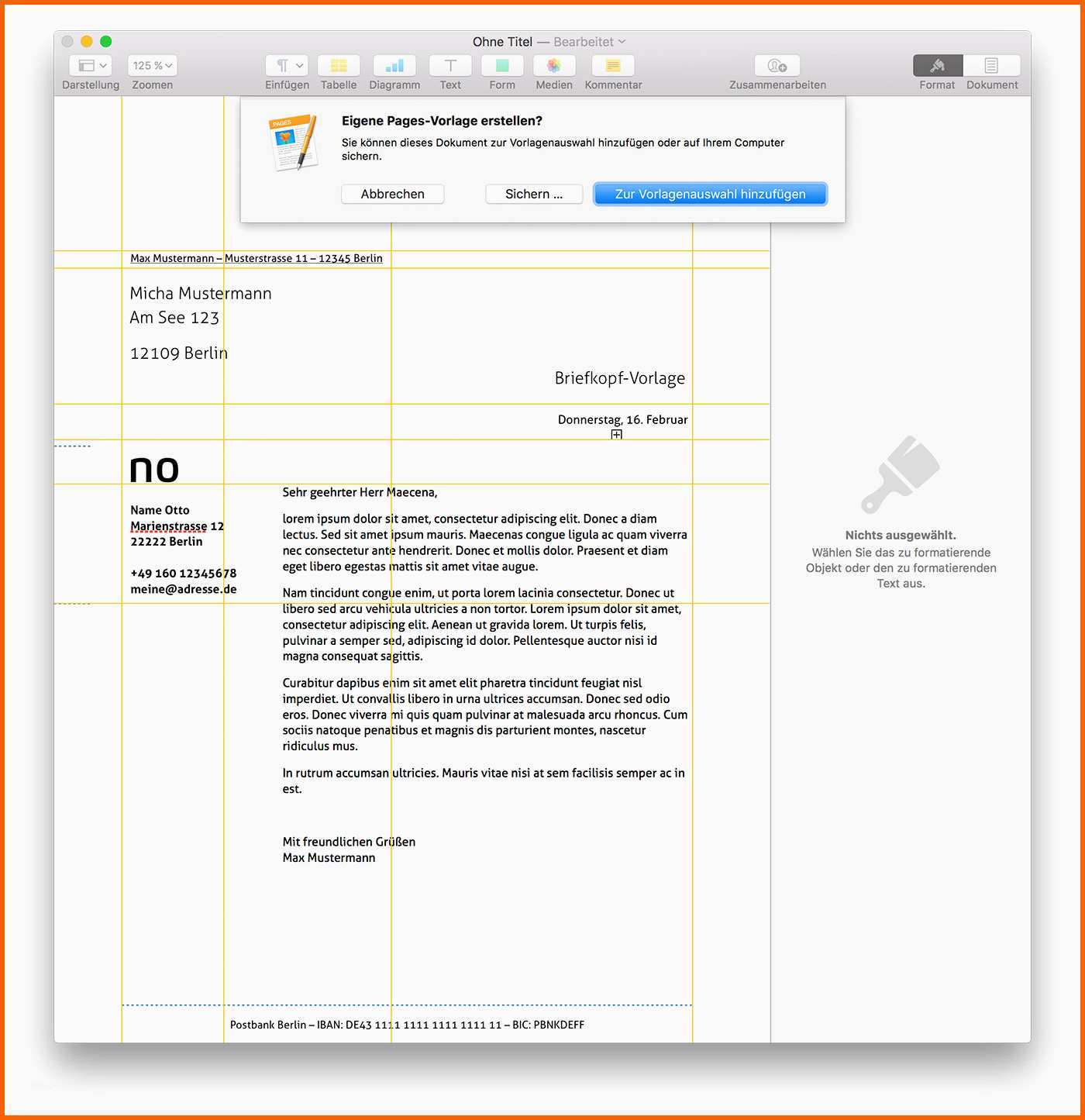 Limitierte Auflage Mac Tipp Persönlichen Briefkopf Als Feste Pages Vorlage