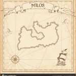 Limitierte Auflage Milos Schatz Karte Sepia Gravierte Vorlage Piraten Insel