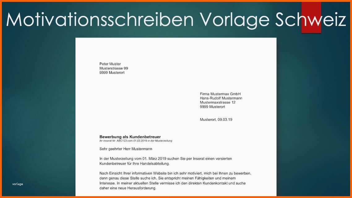 Limitierte Auflage Motivationsschreiben Muster Vorlage Schweiz