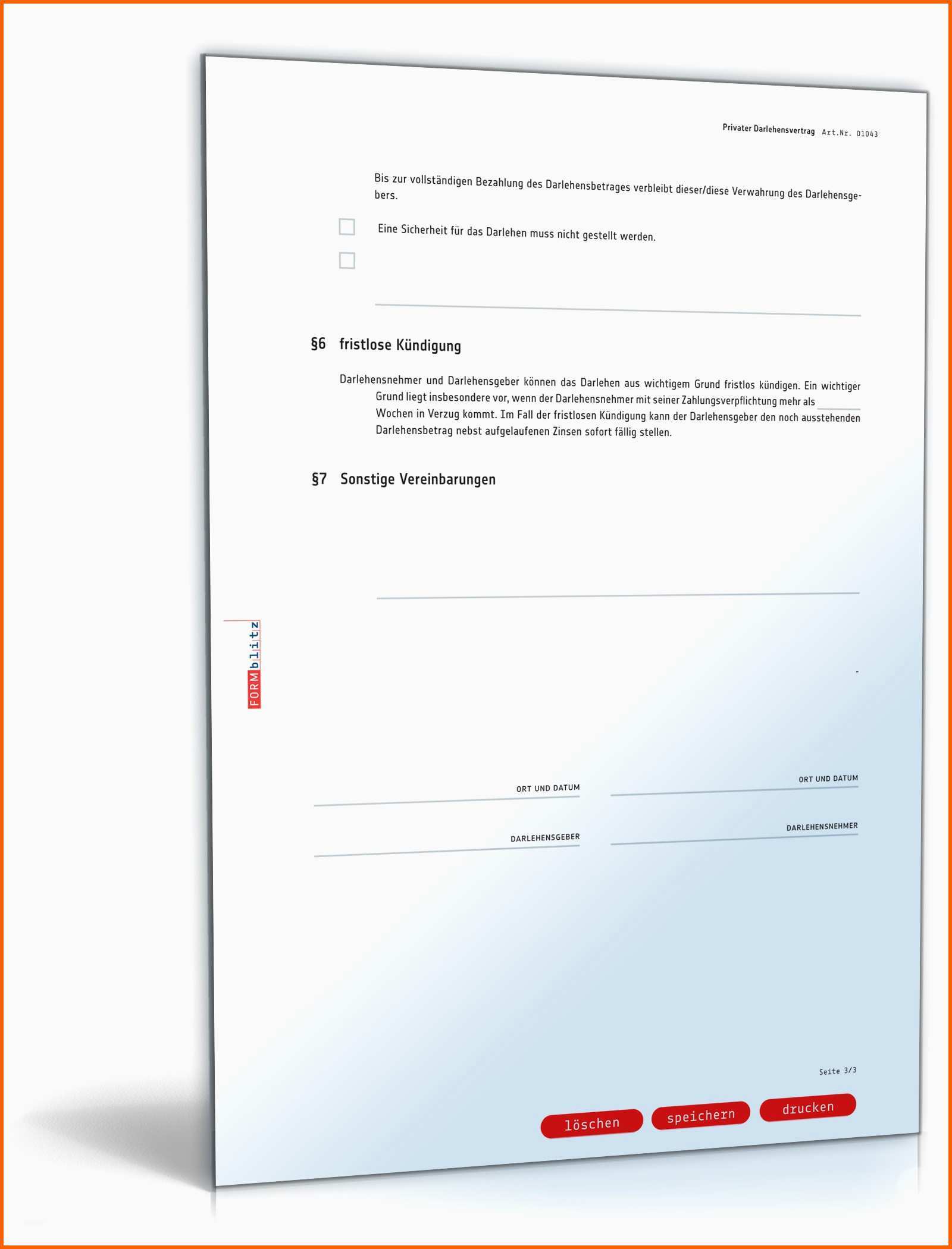 Limitierte Auflage Privater Darlehensvertrag Rechtssicher Geld Verleihen