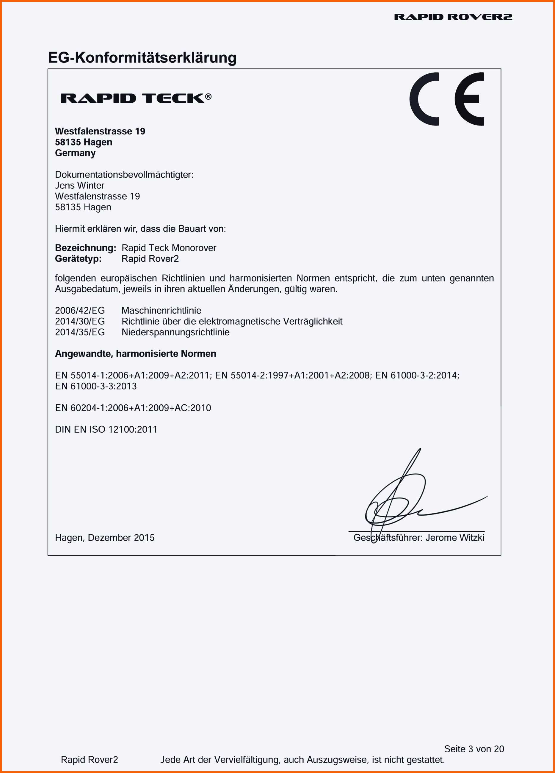 Limitierte Auflage Rohs Konformitätserklärung Vorlage