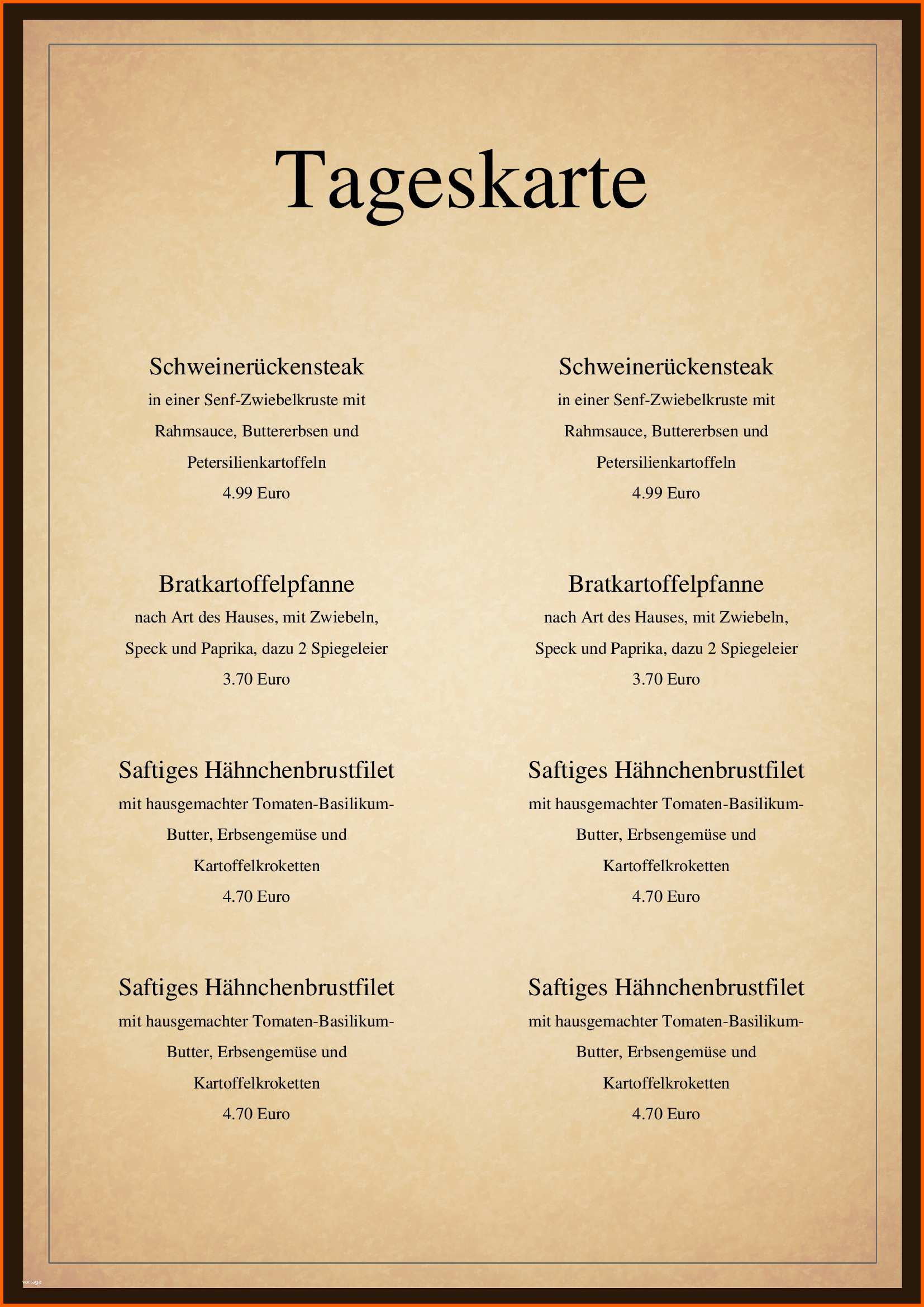 Limitierte Auflage Speisekarten Und Menükarten Getränkekarten Vorlage Für
