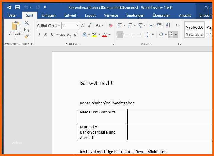 Limitierte Auflage Vollmacht Bank Für Word Vorlage Download Chip