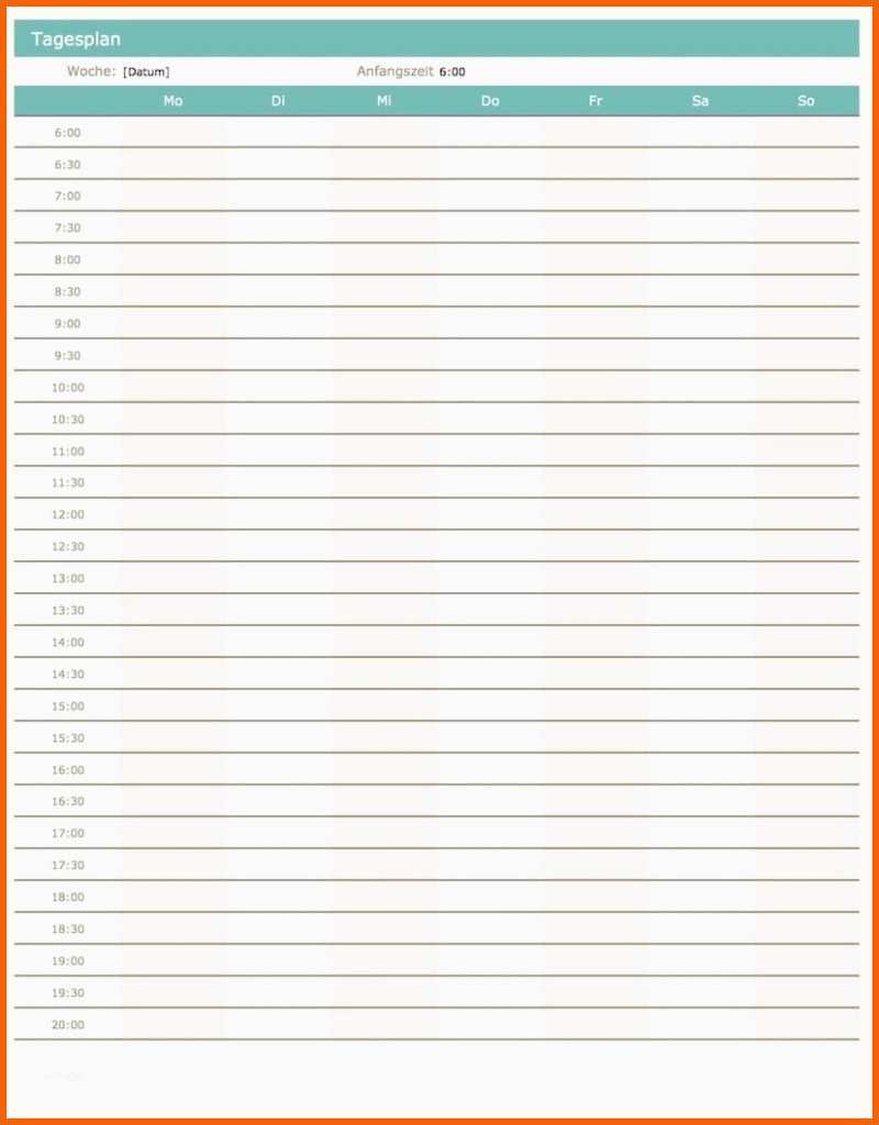 Limitierte Auflage Wochenplan Und Tagesplaner Vorlage Excel